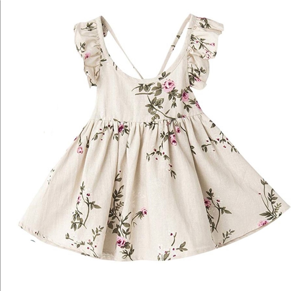 Toddler sleeveless floral linen dress